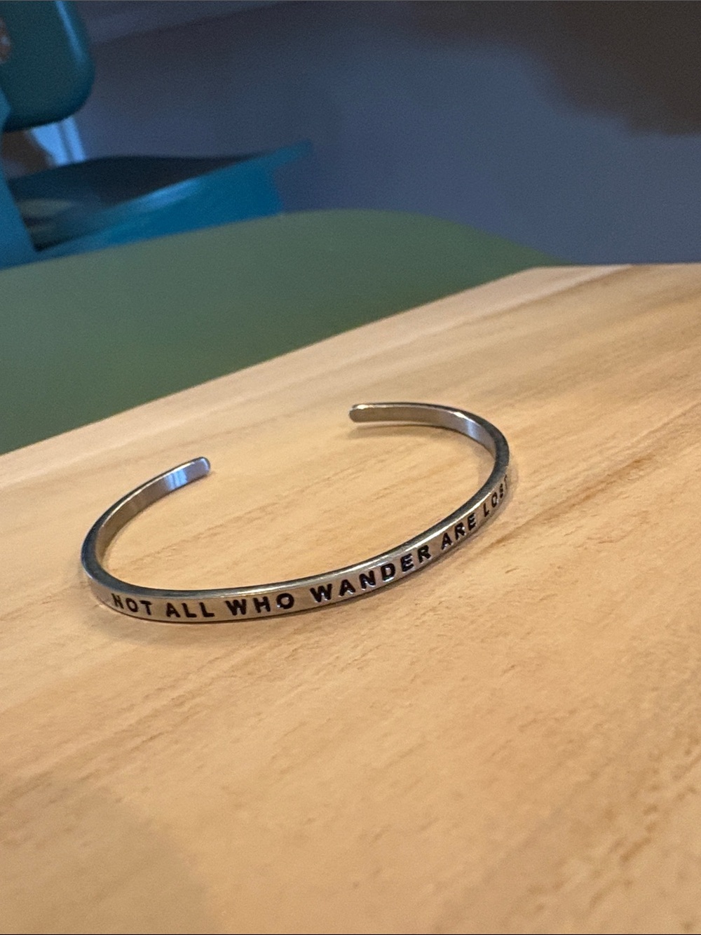 Stainless Steel Inspirational Cuff Bracelet - Silver